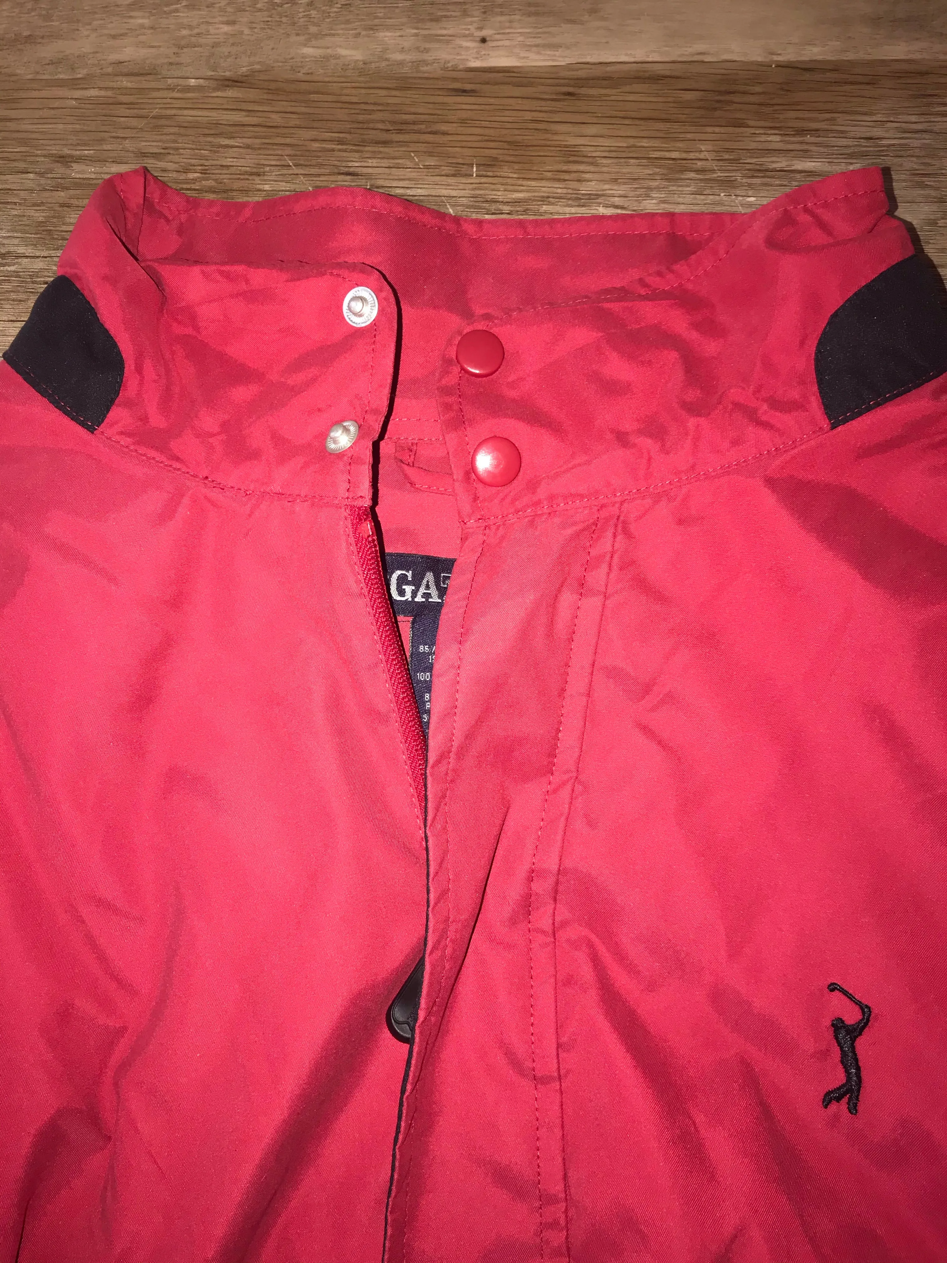 € Mens Large PGA TOUR Medium Weight Golf Pullover Jacket Red Zip Out Sleeve