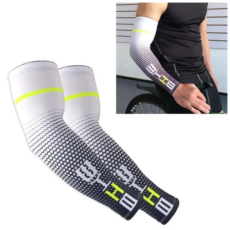 1 Pair Cool Men Cycling Running Bicycle UV Sun Protection Cuff Cover Protective Arm Sleeve Bike Sport Arm Warmers Sleeves, Size:M (White)