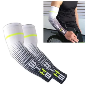 1 Pair Cool Men Cycling Running Bicycle UV Sun Protection Cuff Cover Protective Arm Sleeve Bike Sport Arm Warmers Sleeves, Size:XXL (White)