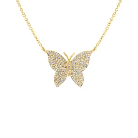 14KT GOLD DIAMOND PAVE BUTTERFLY NECKLACE