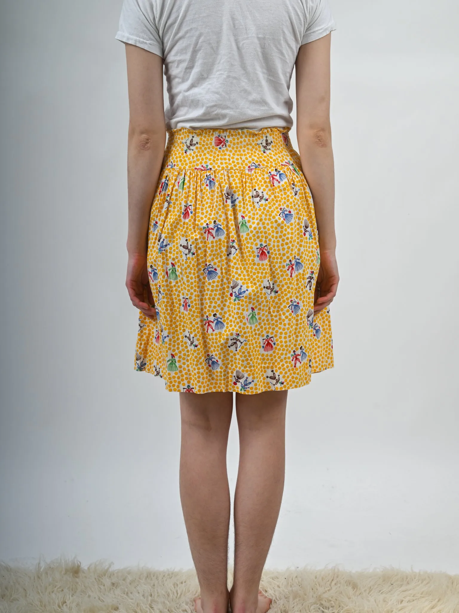 1940s Novelty Dutch People Print Skirt