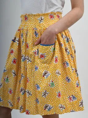 1940s Novelty Dutch People Print Skirt