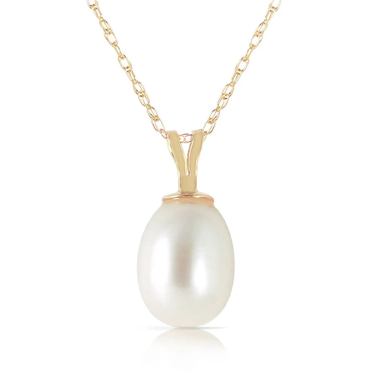 4 Carat 14K Solid Yellow Gold Hope On A Chain Pearl Necklace