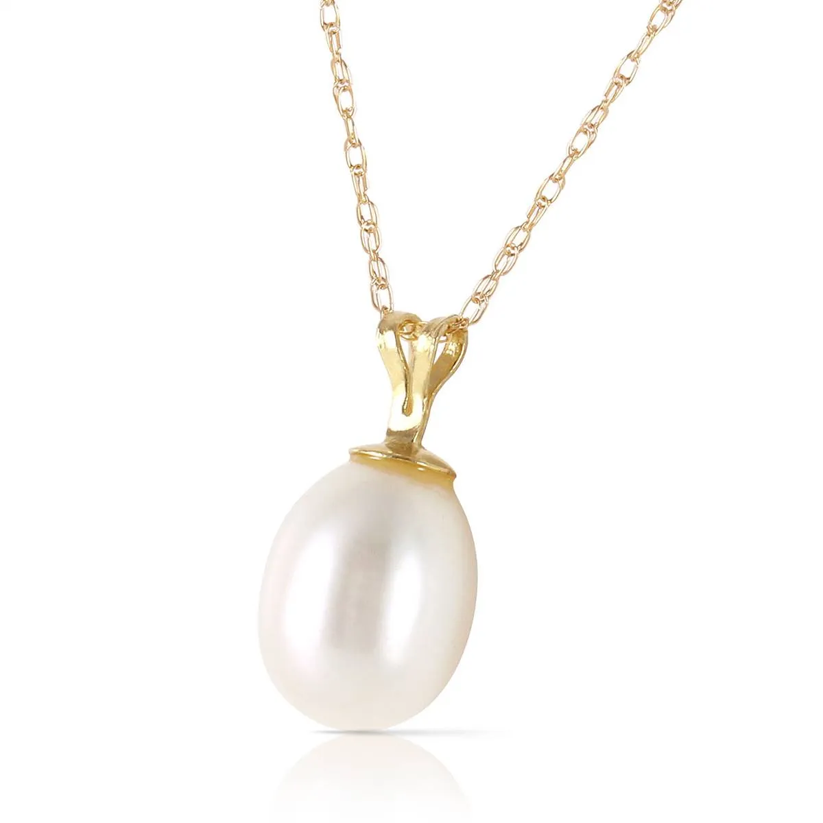 4 Carat 14K Solid Yellow Gold Hope On A Chain Pearl Necklace