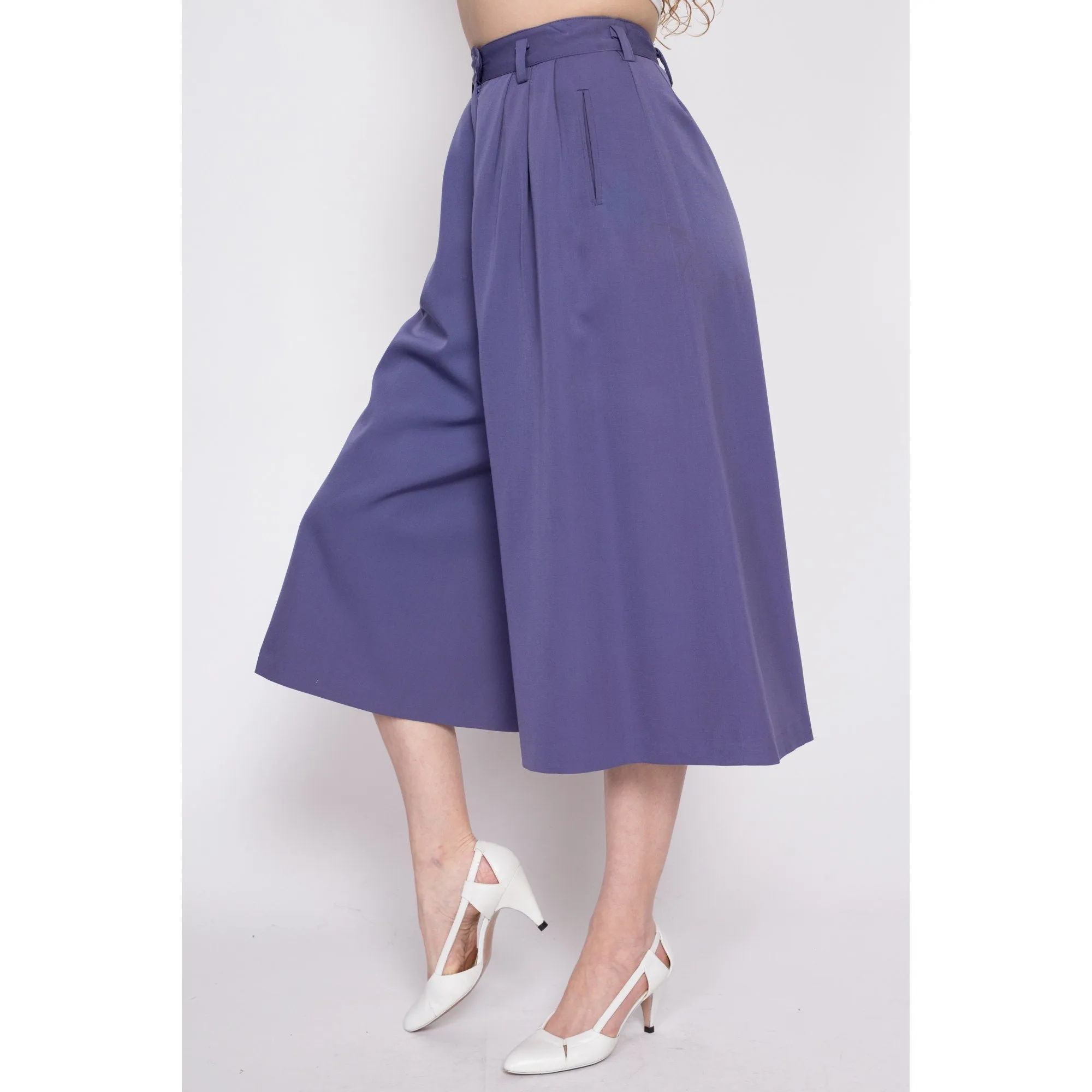 70s 80s Christian Aujard Lilac Purple High Waisted Culottes - Small, 25.75"