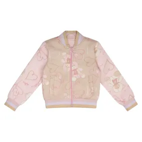 A DEE - Abstract Teddy Sassy Trddy Print Bomber Jacket - Beige