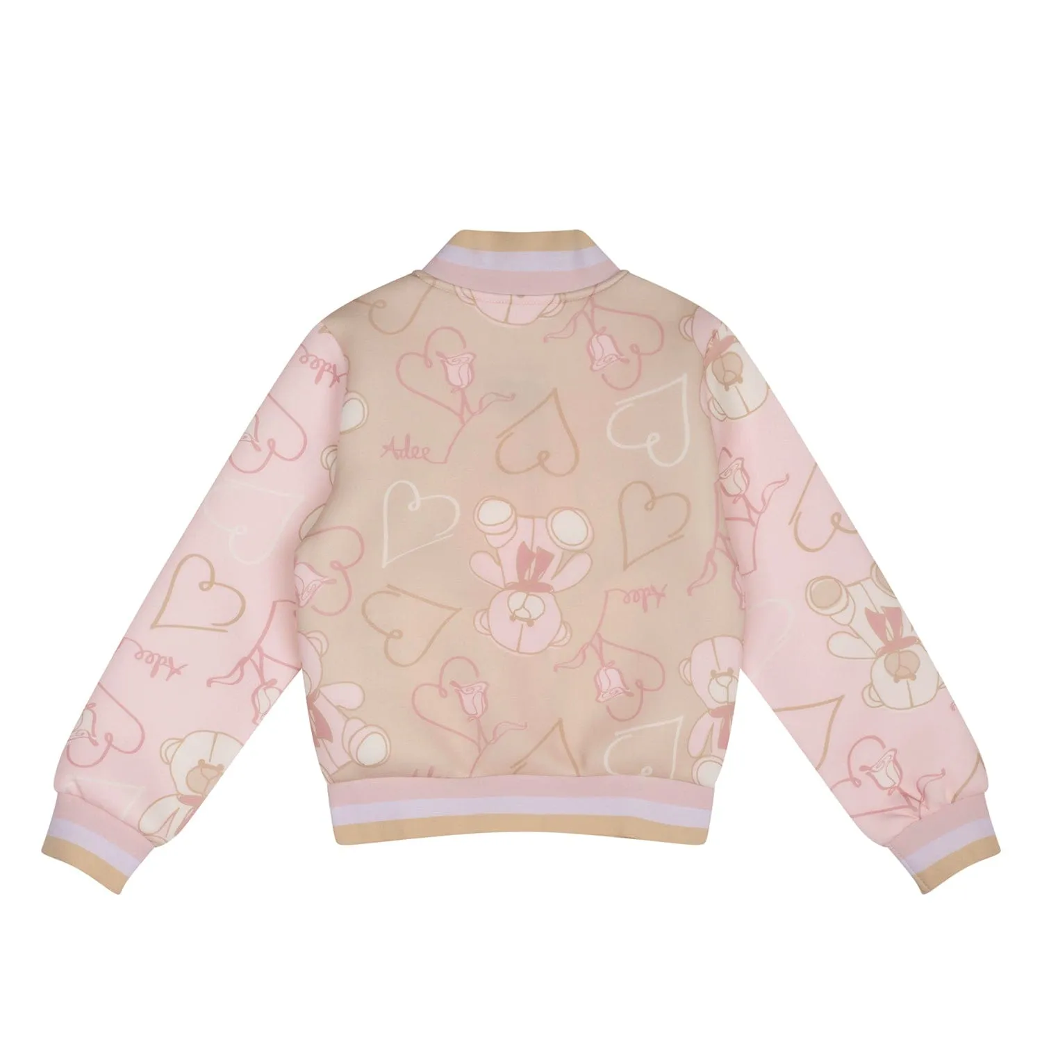 A DEE - Abstract Teddy Sassy Trddy Print Bomber Jacket - Beige