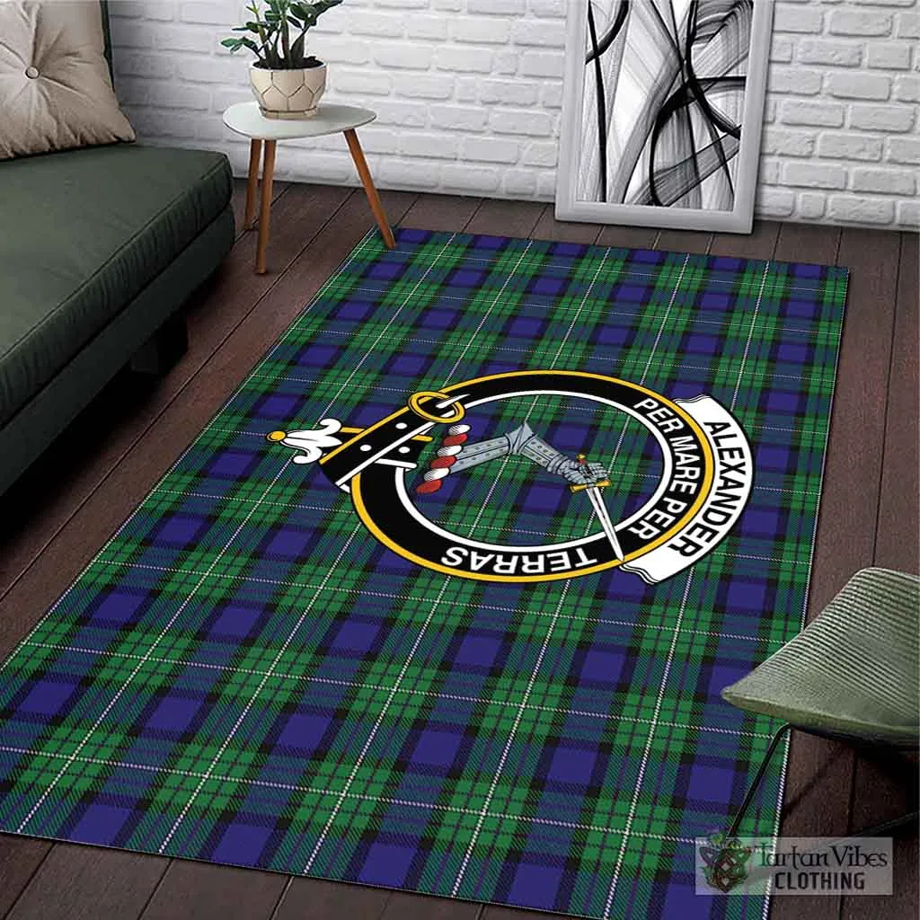 Alexander Tartan Area Rug with Family Crest