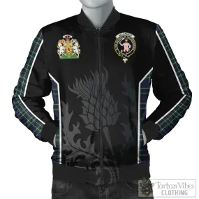 Allardice Tartan Bomber Jacket with Family Crest and Scottish Thistle Vibes Sport Style