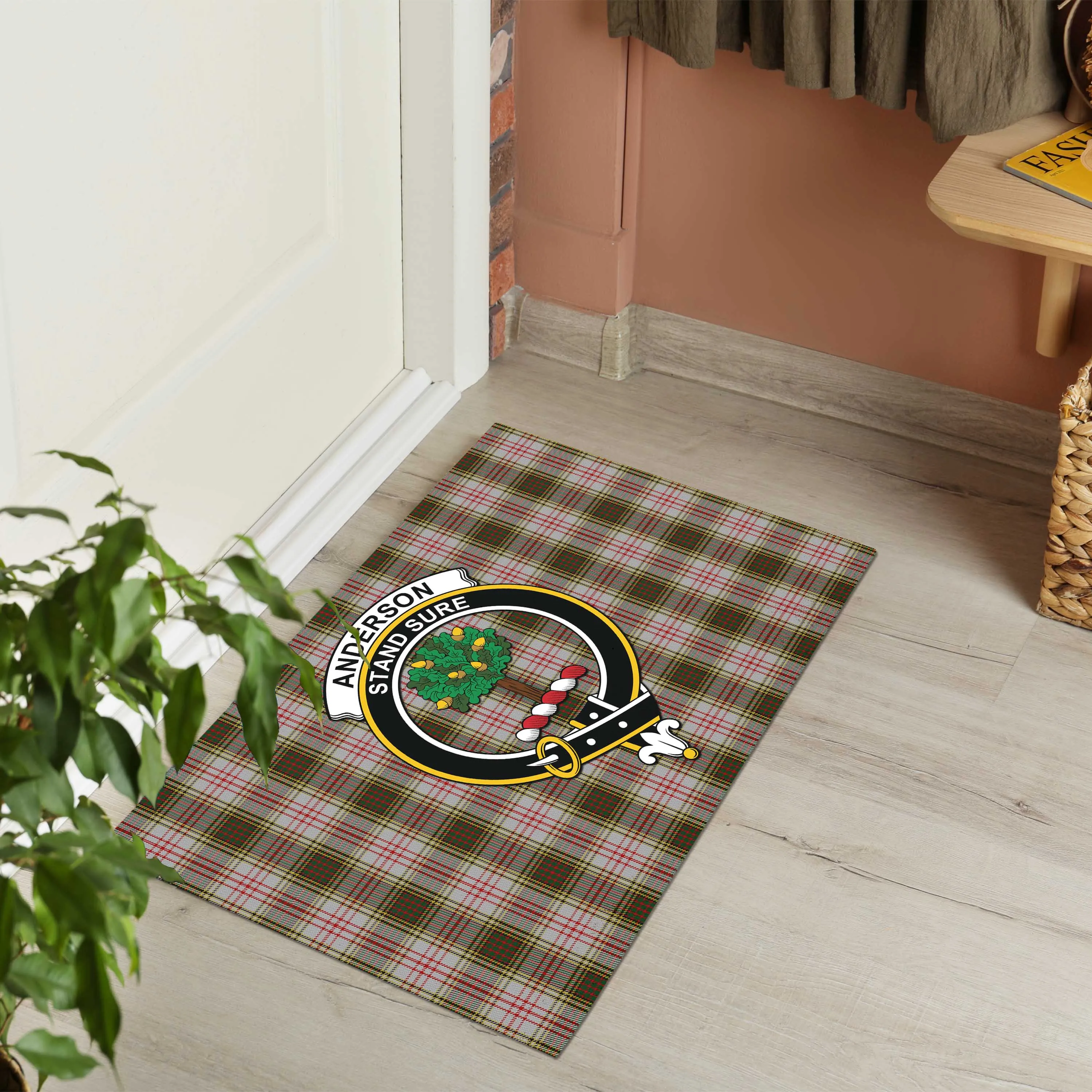 Anderson Dress Tartan Door Mat with Family Crest