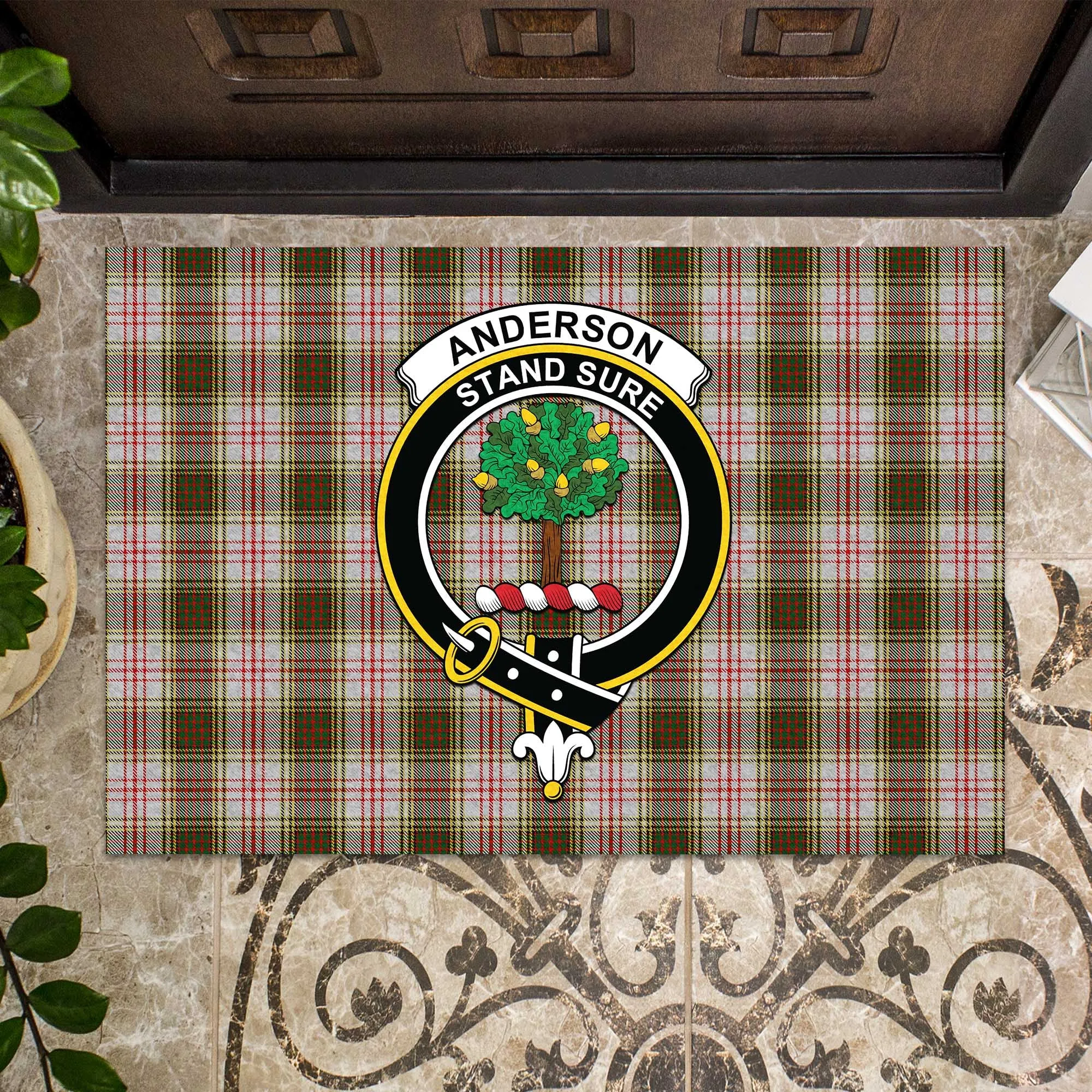 Anderson Dress Tartan Door Mat with Family Crest