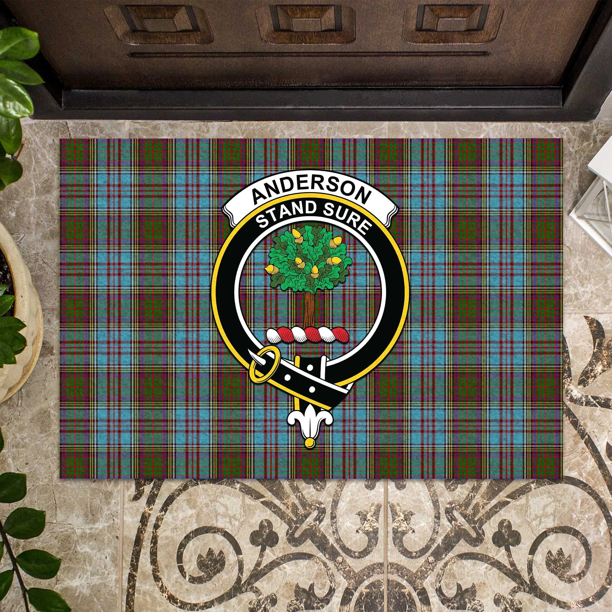 Anderson Tartan Door Mat with Family Crest