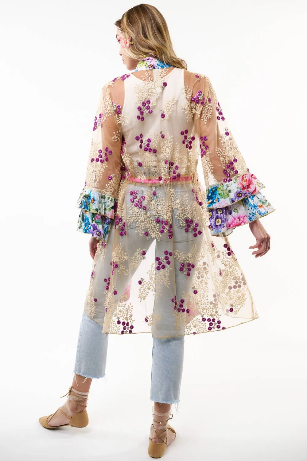 Aratta - Ibiza Embellished Mesh Kimono