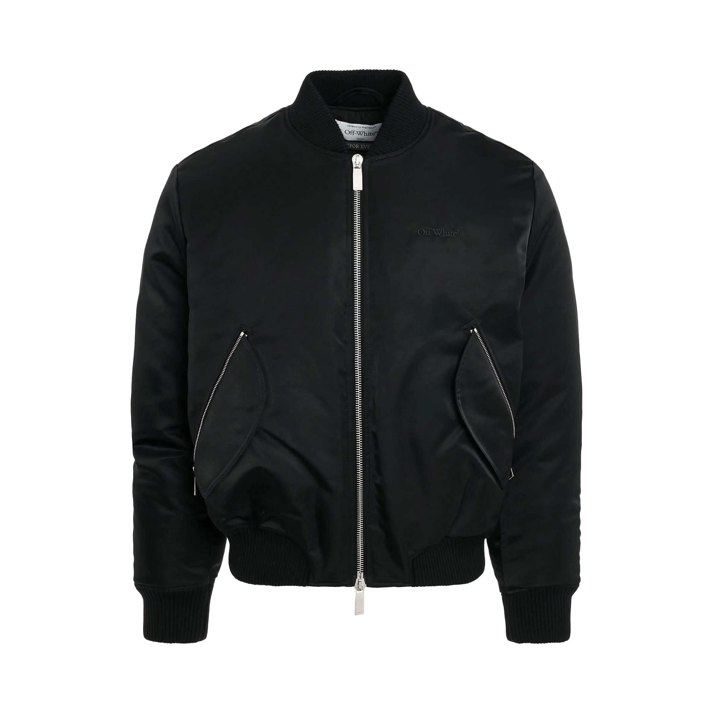 Arrow Nylon Bomber Jacket in Black