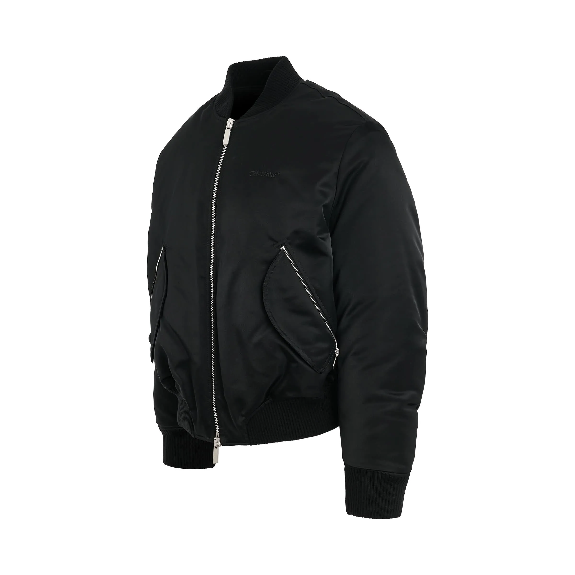 Arrow Nylon Bomber Jacket in Black