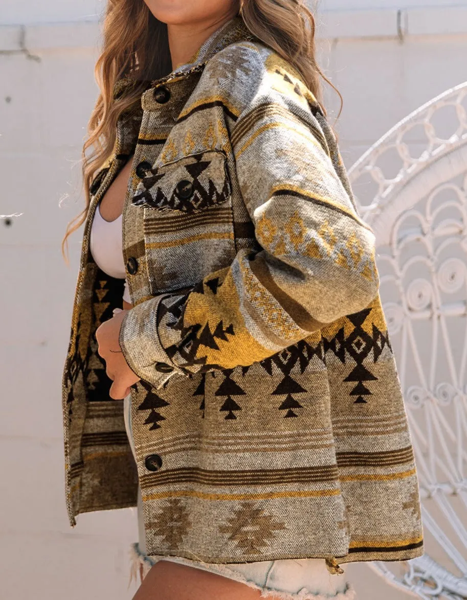 Aztec Pocketed Oversize Jacket