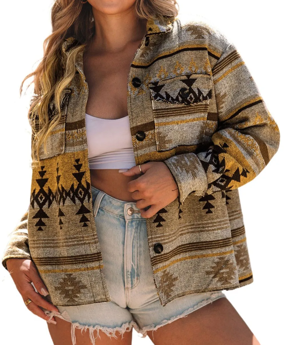 Aztec Pocketed Oversize Jacket