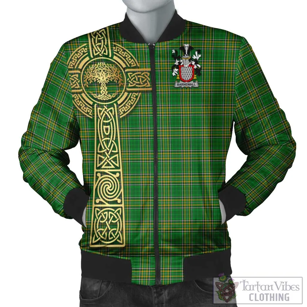 Barnewall Irish Clan Tartan Bomber Jacket with Coat of Arms Celtic Tree of Life Style