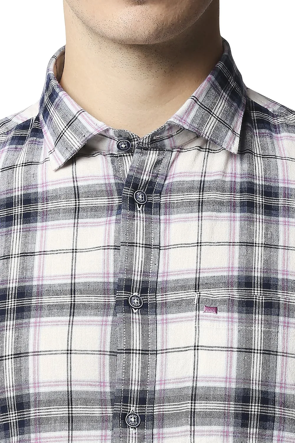 Basics Slim Fit Cotton Jute Checks Shirt