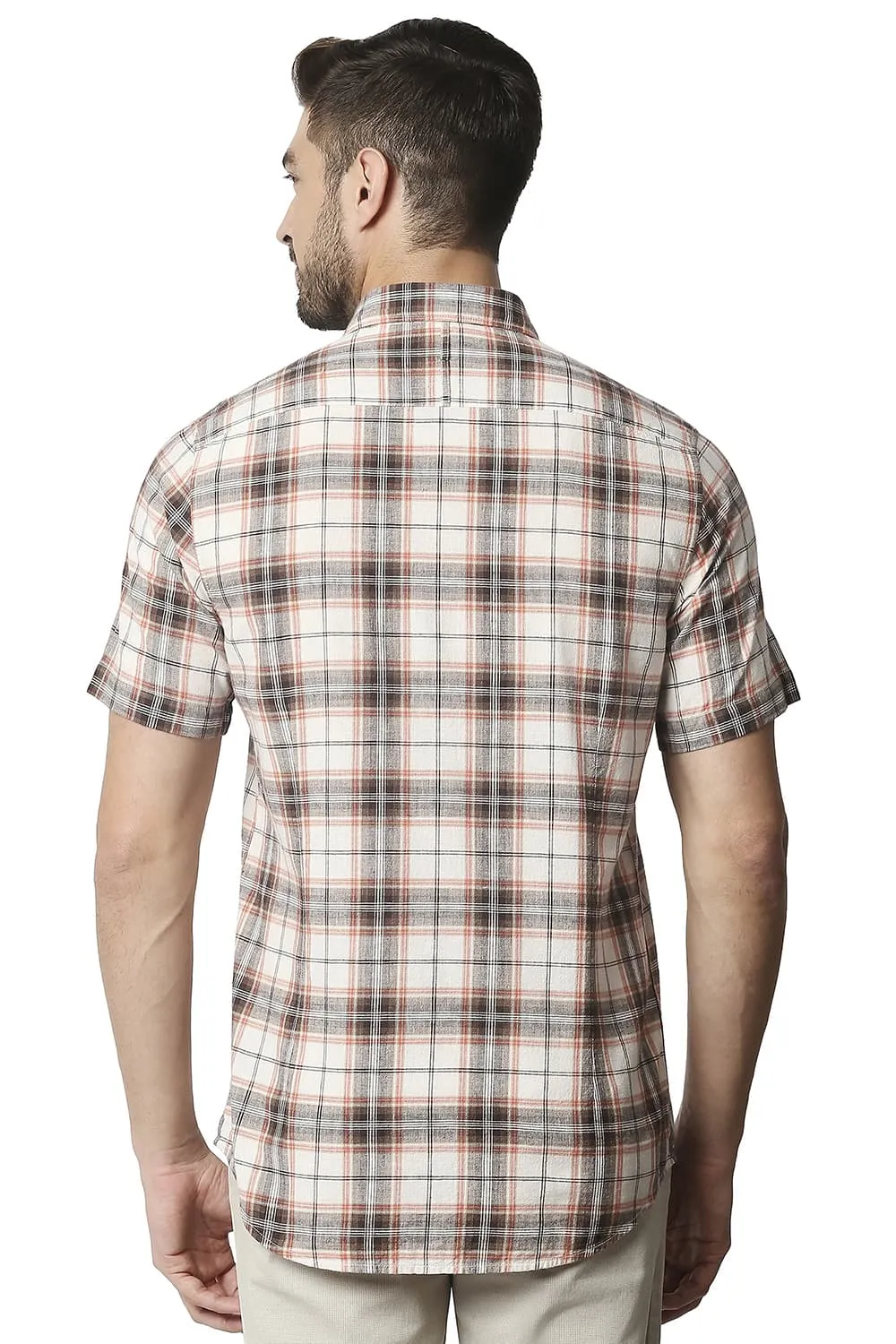 Basics Slim Fit Cotton Jute Checks Shirt