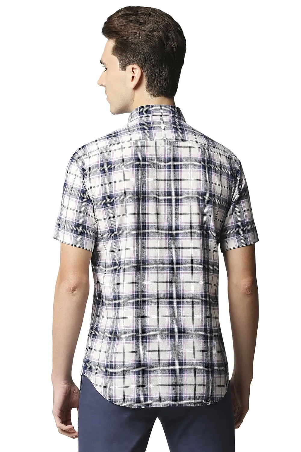 Basics Slim Fit Cotton Jute Checks Shirt