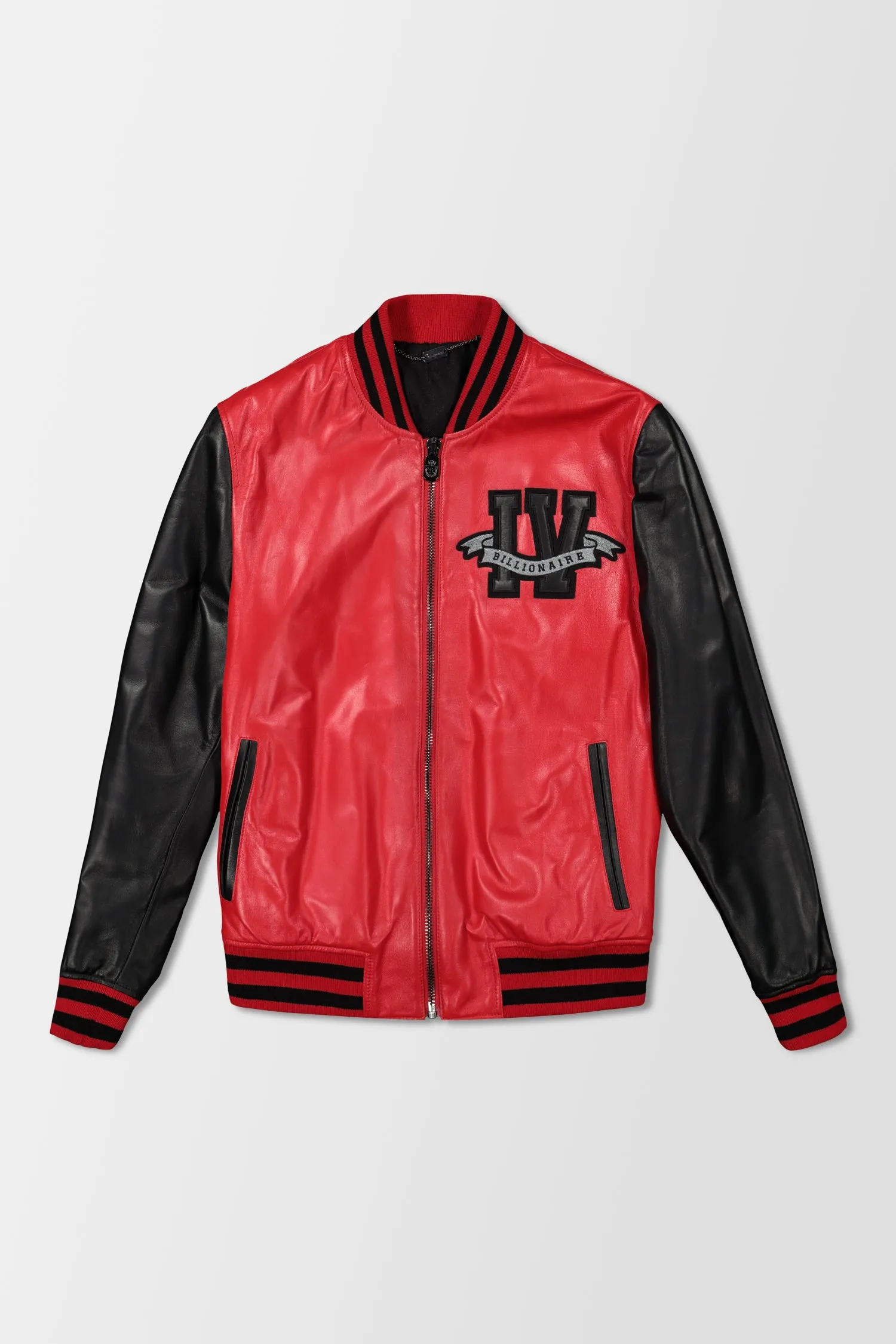 Billionaire Red Leather Bomber Jacket