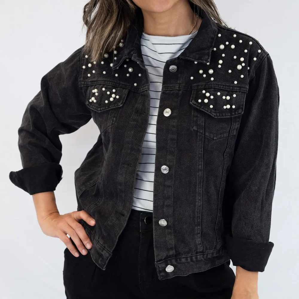 (Black Pearl) Till Death Bridal Shower Denim Jackets