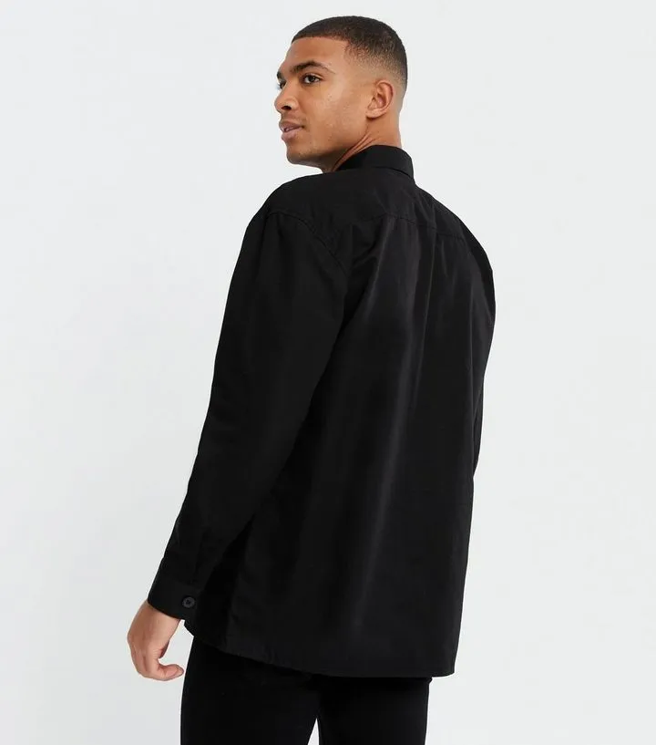 Black Relaxed Fit Shacket Shirt