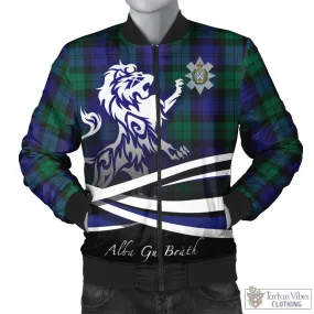 Black Watch Modern Tartan Bomber Jacket with Alba Gu Brath Regal Lion Emblem