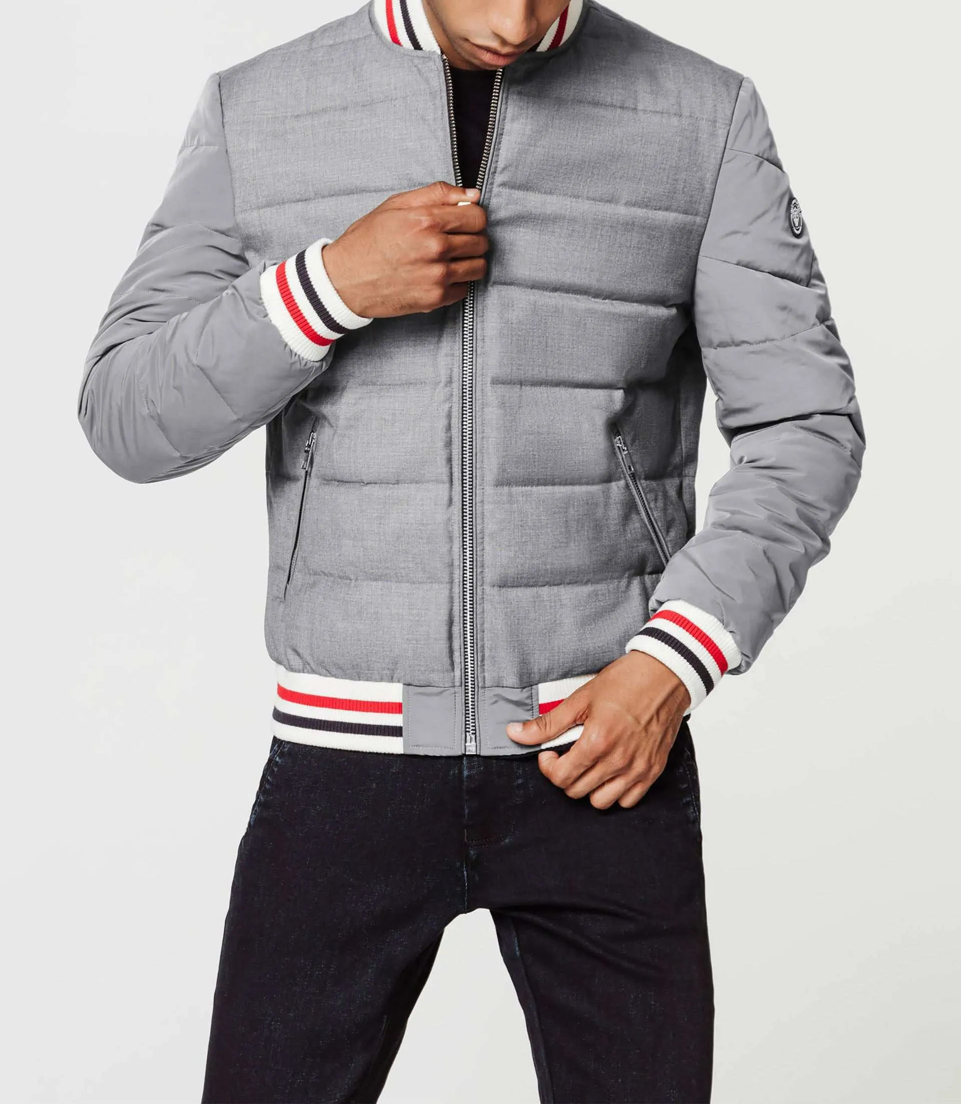 Blouson teddy matelassé gris