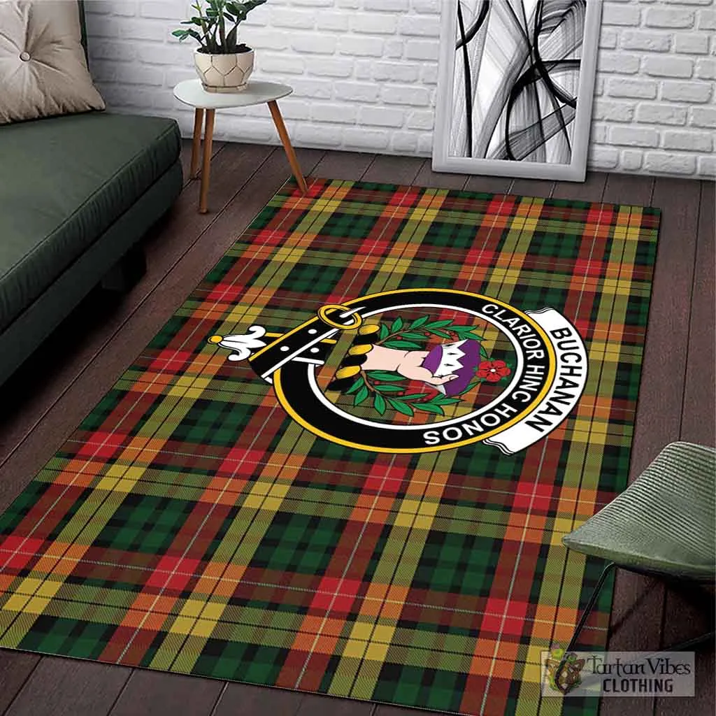 Buchanan Tartan Area Rug with Family Crest