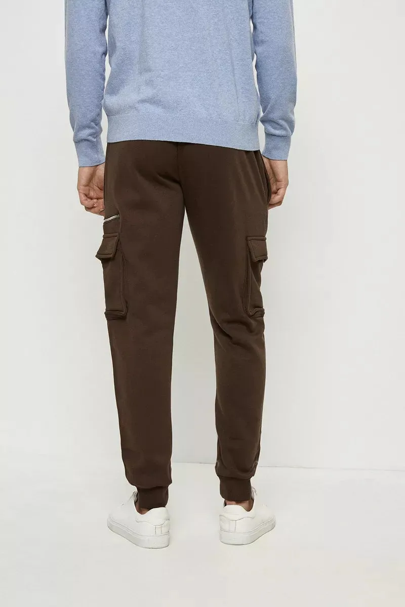 Burton Dark Brown Regular Fit Cargo Mens Joggers