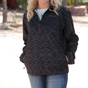 Cinch Women's 1/2 Zip Pullover Windbreaker in Black Aztec