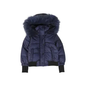 coat matte bomber with toned fur - navy dtm