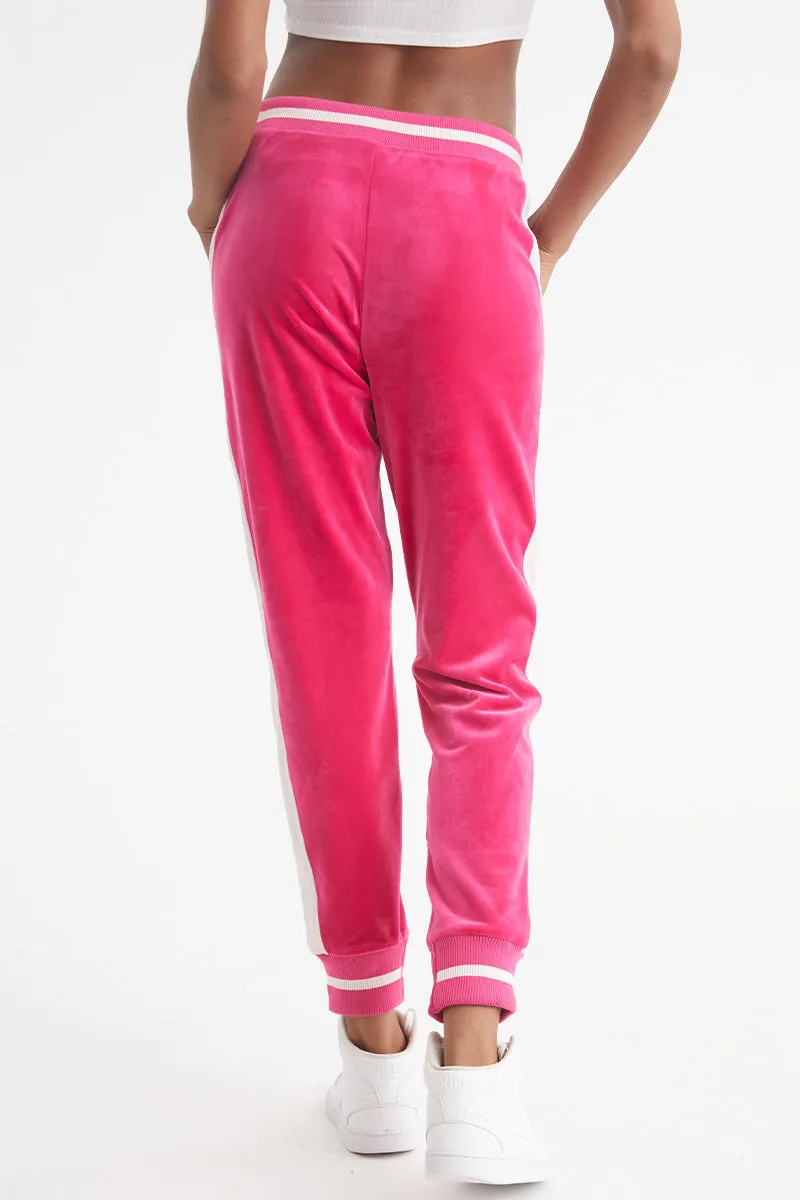 Contrast Rib Velour Joggers