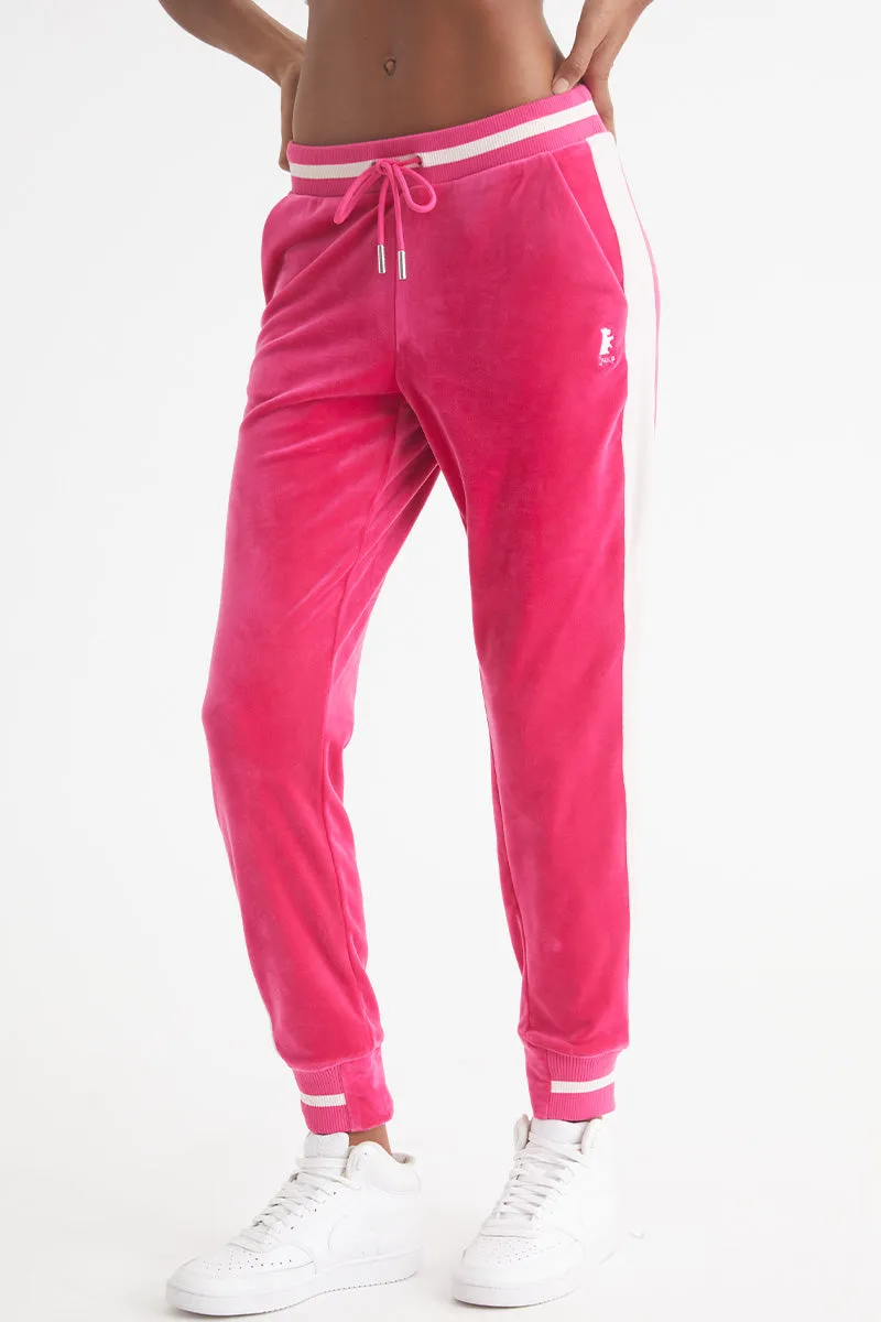 Contrast Rib Velour Joggers