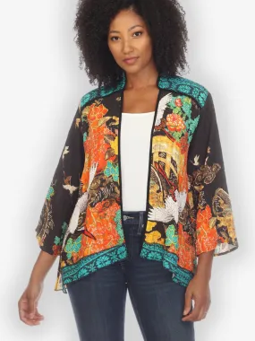 Crane Ornate Border Silk Dynasty Jacket