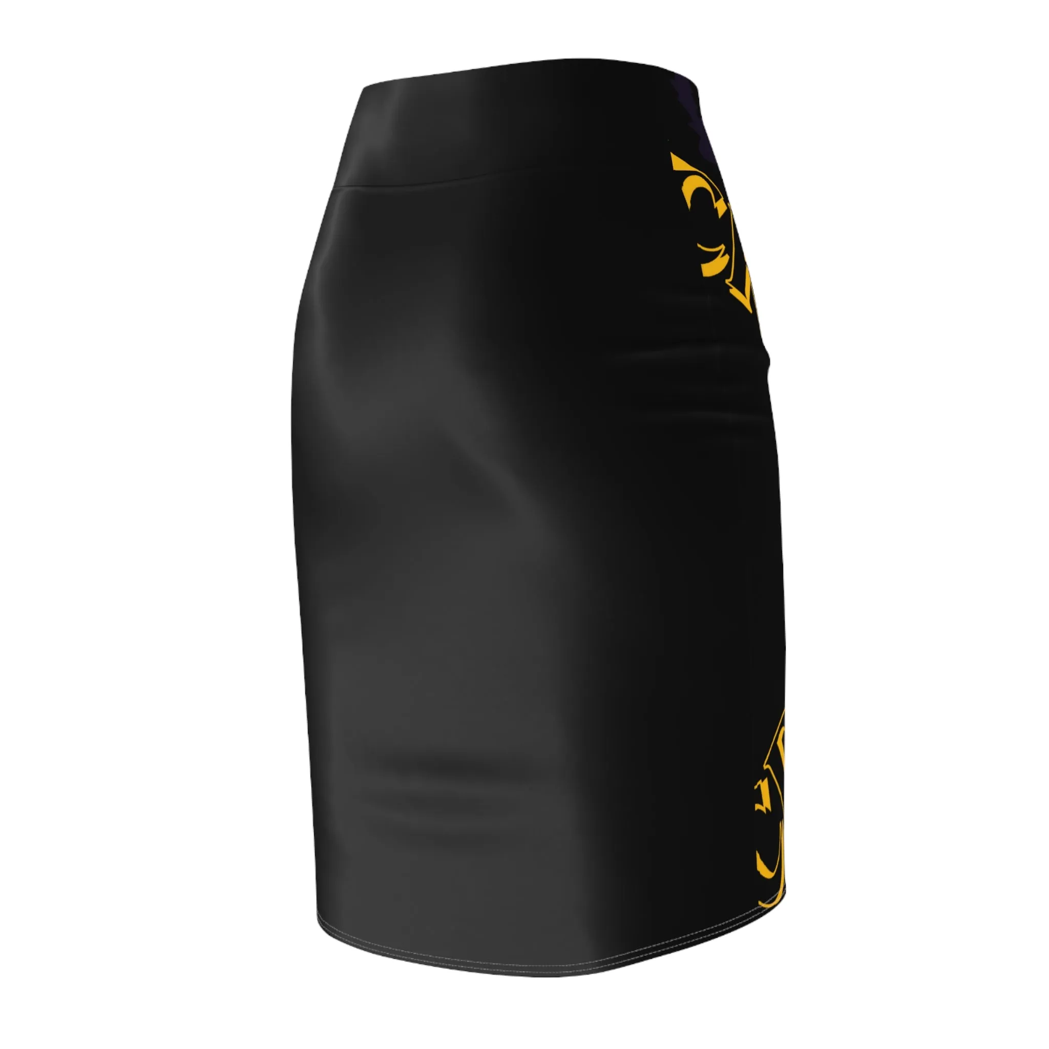 Crowgodshi First Generation Limited Edition Women's Pencil Skirt, GOLD LOGO