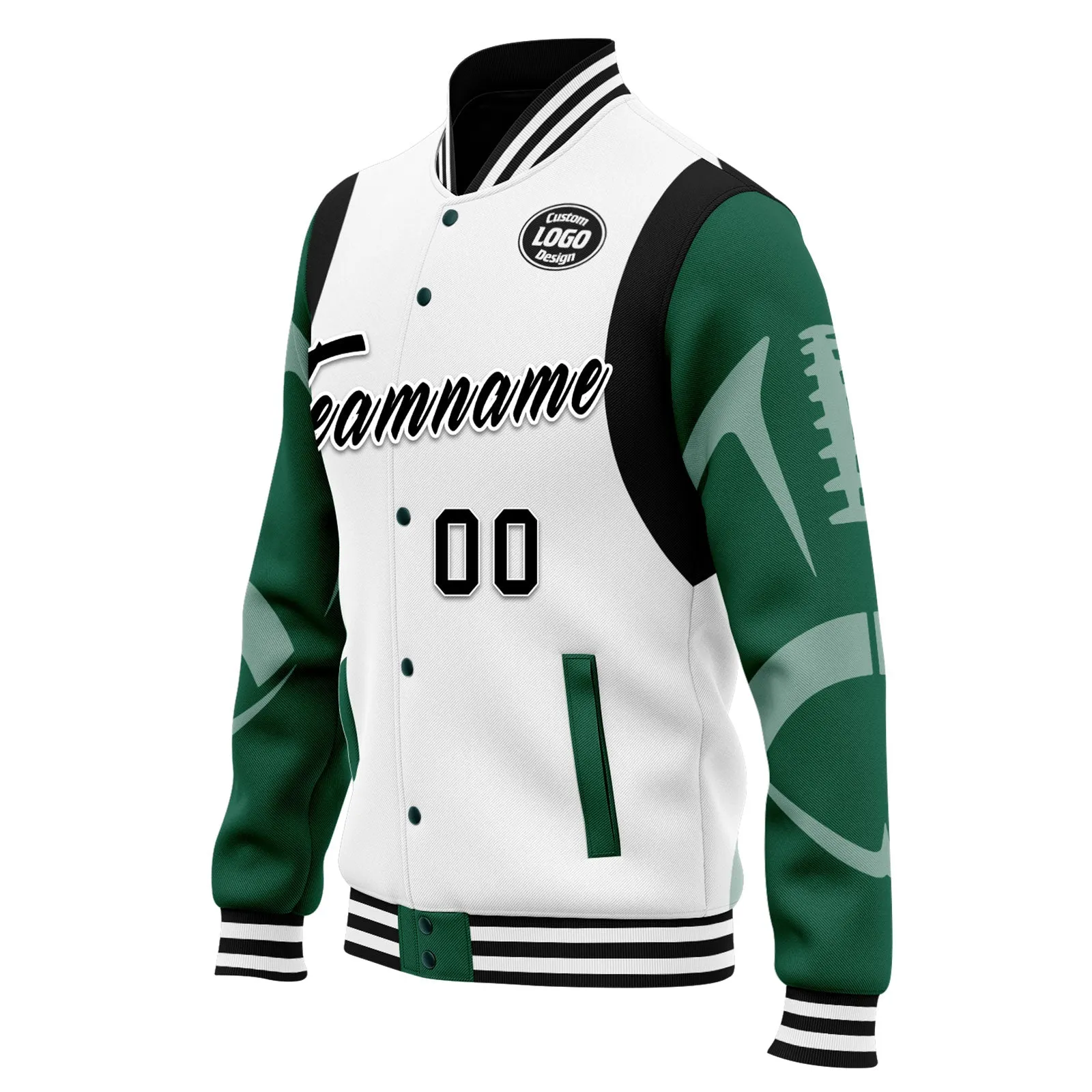 Custom White New York Jacket Bomber Full-Snap Varsity Letterman Personalized Jacket FZ005-D025004-30