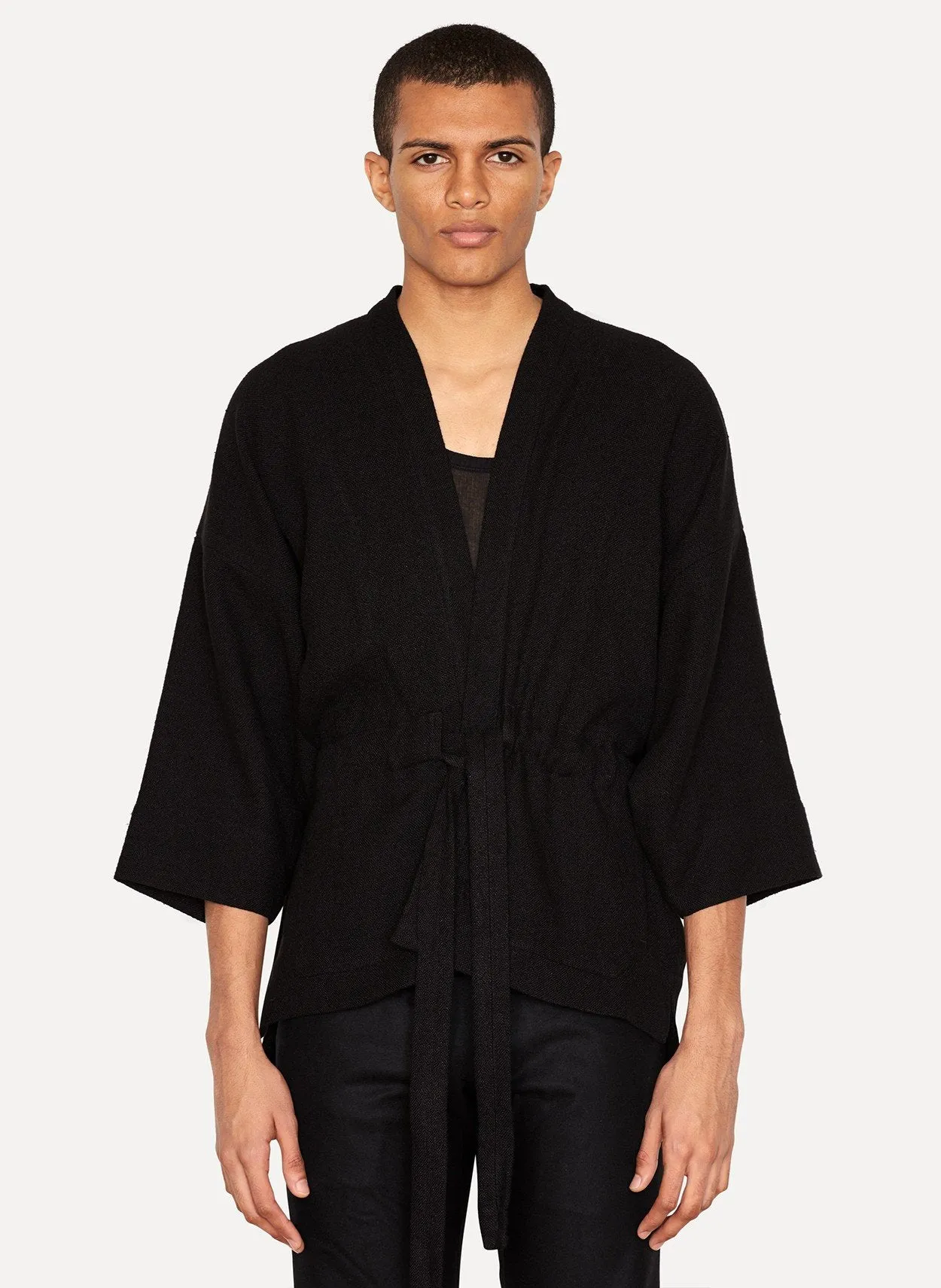 Deep Black Jutte Kimono Jacket