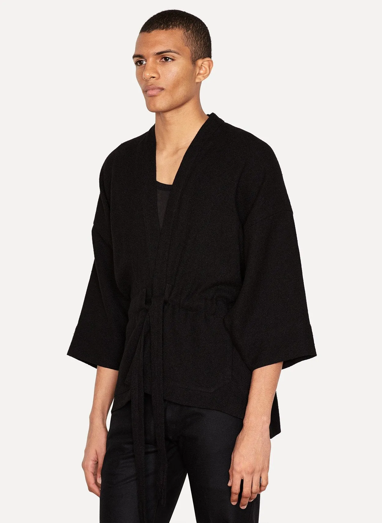 Deep Black Jutte Kimono Jacket