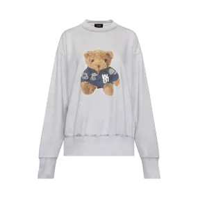 Denim Jacket Teddy Print Sweatshirt in White