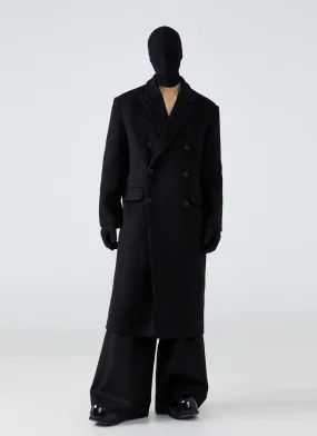 Double-breasted mid-length wool coat