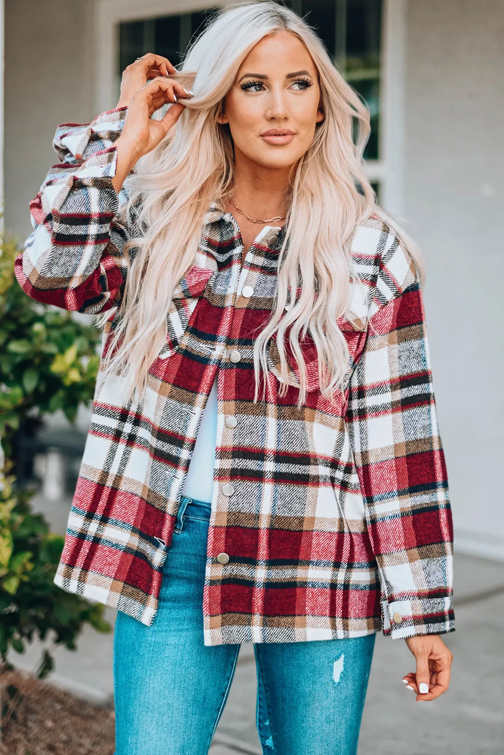 Double Take Plaid Shacket