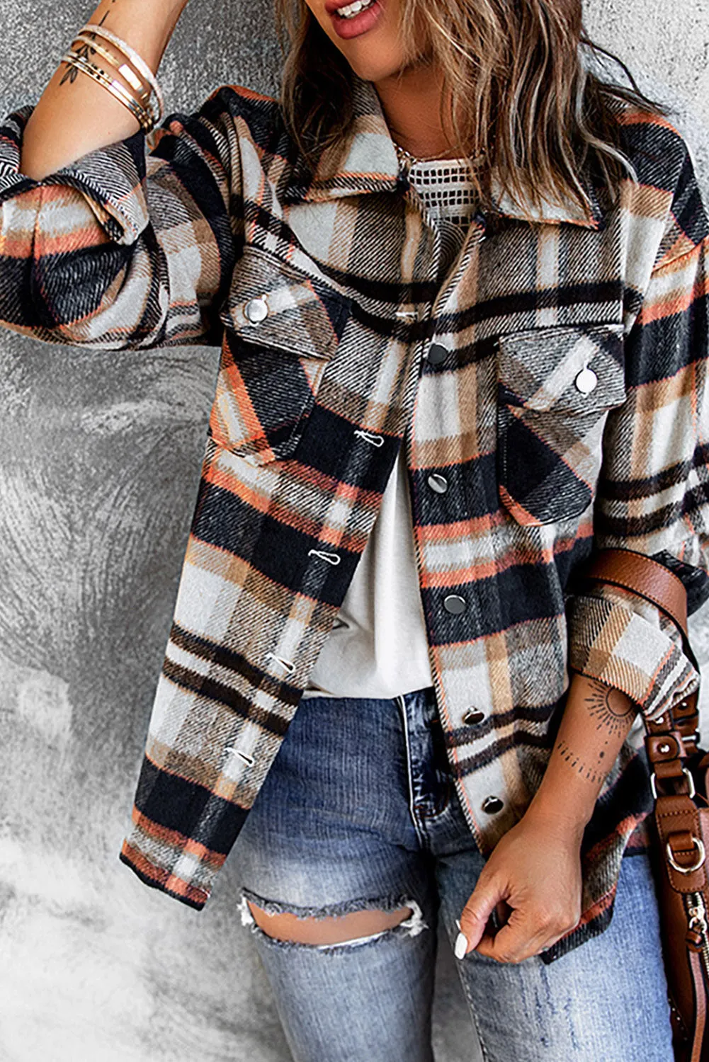 Double Take Plaid Shacket