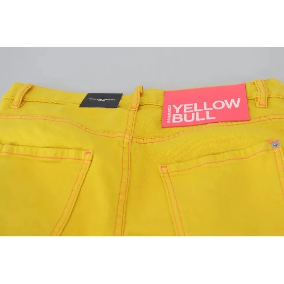 Dsquared² Yellow Cotton Low Waist Crop Denim Cool Girl Jeans