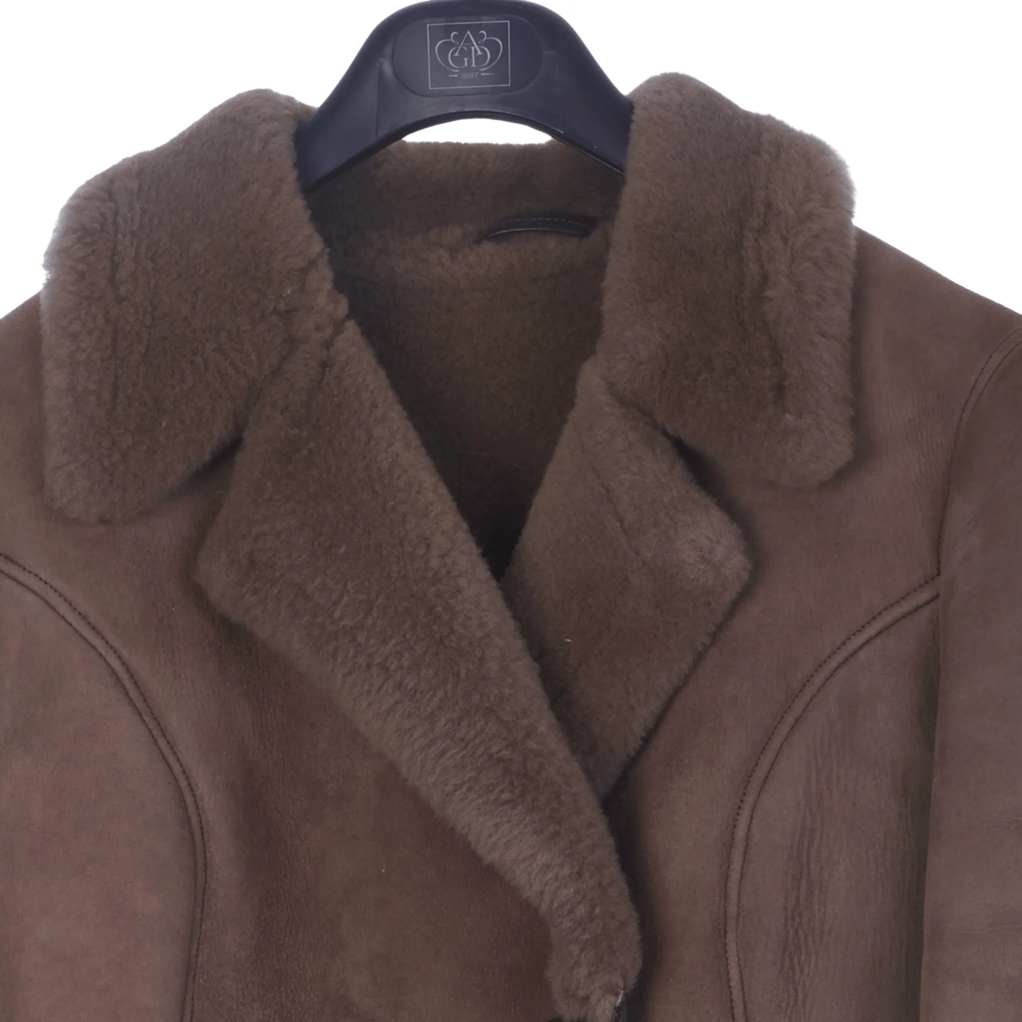 D.T. Bayliss & Son Real Sheepskin Long Sleeved Coffee Coloured Coat UK Size 12