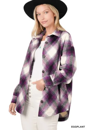 Eggplant Plaid Shacket