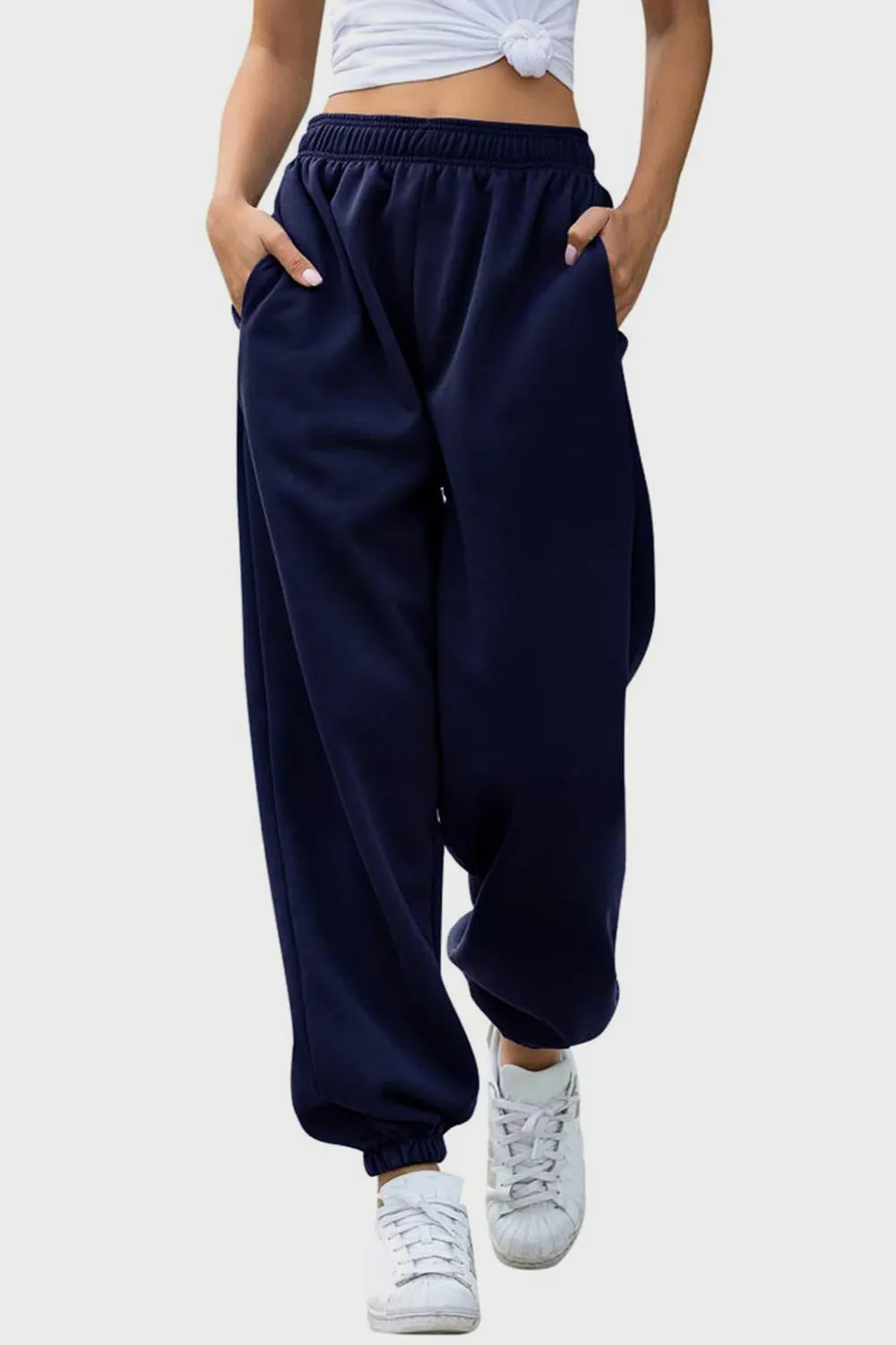 Elastic Waist Joggers with Pockets