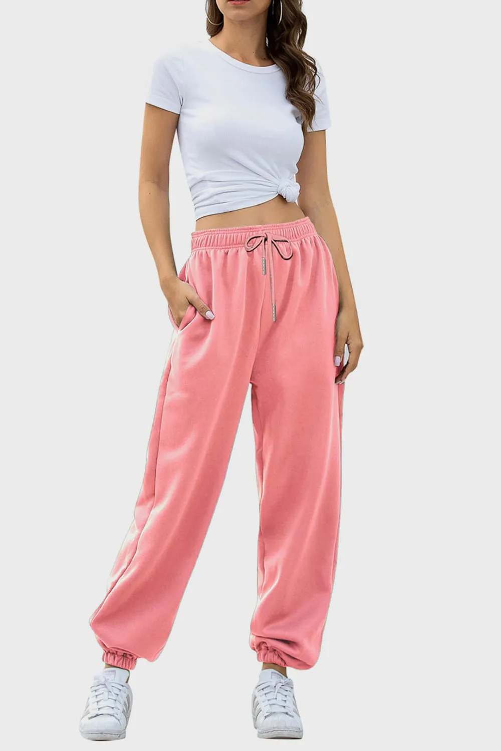 Elastic Waist Joggers with Pockets